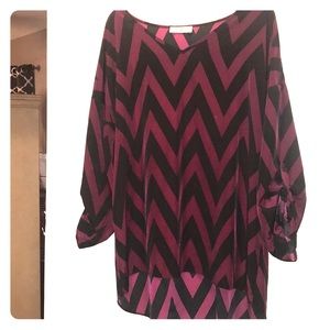 Maroon and black Chevron Tunic